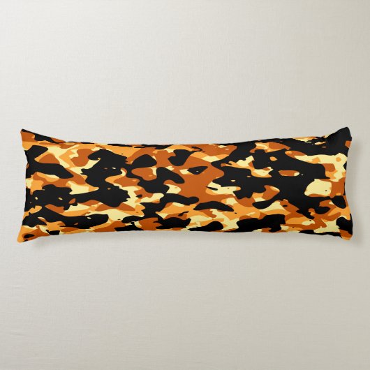 Coussins Longs Oreiller corps de camo noir orange (Devant)