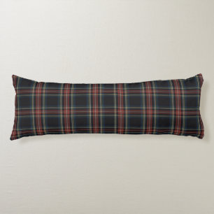 Coussins Longs Oreiller corps de tartan noir (20 po x 54 po)