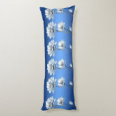 Coussins Longs Oreiller Corps Fleurs Aquarelle Bleue (Dos (Vertical))