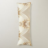 Coussins Longs Oreiller Corps Fleurs Blanches et Dorées (devant Vertical)