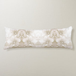 Coussins Longs Oreiller Corps Fleurs Blanches Ivoire
