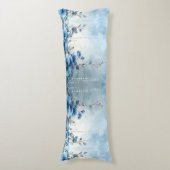 Coussins Longs Oreiller Corps Fleurs Bleues et Perles (devant Vertical)