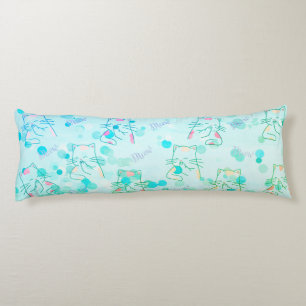 Coussins Longs Oreiller corps Kitty vert et rose