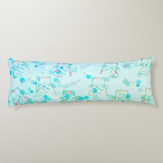 Coussins Longs Oreiller corps Kitty vert et rose (Dos)