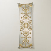 Coussins Longs Oreiller corps Orné Floral Blanc (Dos (Vertical))