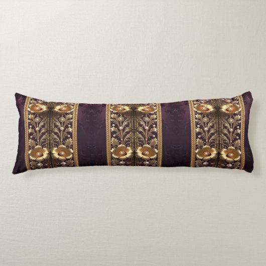Coussins Longs Oreiller Corps Ornement Floral Doré (Devant)