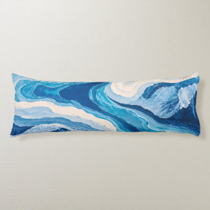 Coussins Longs Oreiller corps Topographie abstraite de glacier bl