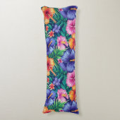 Coussins Longs Oreiller de corps à fleurs tropicales lumineuses (Devant (Vertical))