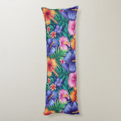 Coussins Longs Oreiller de corps à fleurs tropicales lumineuses (Dos (Vertical))