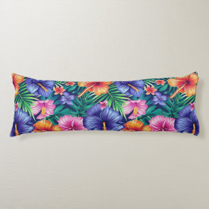 Coussins Longs Oreiller de corps à fleurs tropicales lumineuses