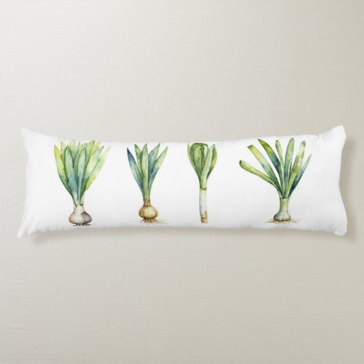 Coussins Longs Oreiller de corps avec illustration d'oignon vert (Devant)