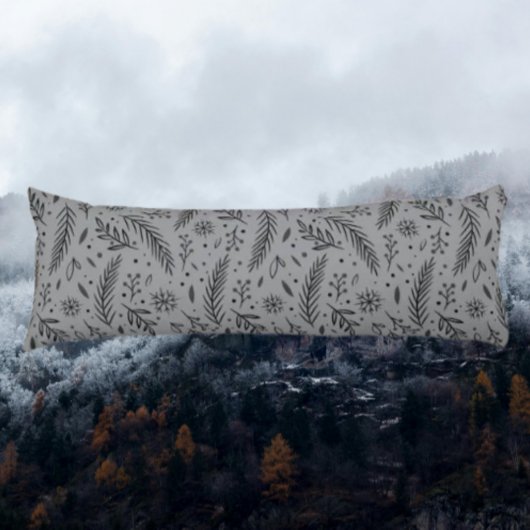 Coussins Longs Oreiller de corps botanique d'hiver - gris