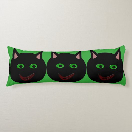 Coussins Longs Oreiller de corps de chats noir Halloween (Devant)