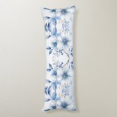 Coussins Longs Oreiller de corps de fleurs bleues botaniques (Dos (Vertical))