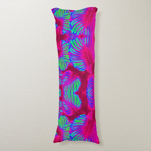 Coussins Longs Oreiller de corps Feuille Tropical Lush Magenta (Devant (Vertical))