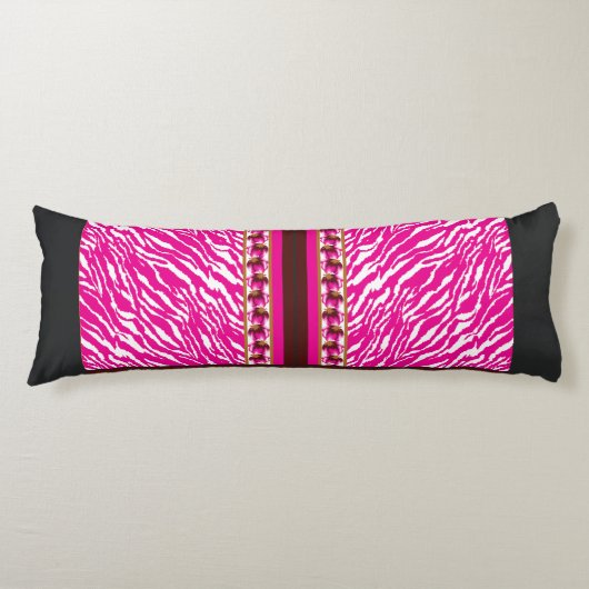 Coussins Longs Oreiller de Corps | Zèbre Rose | Accent Moderne (Devant)