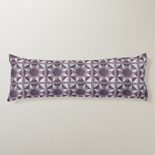 Coussins Longs Oreiller du corps - Motif de courtepointe violet (Devant)