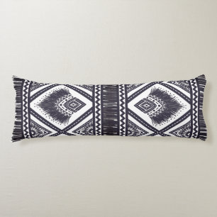 Coussins Longs Oreiller jeté à motif bohème blanc et marine
