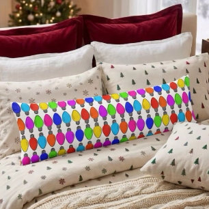 Coussins Longs Oreiller jeté corps motif ampoules de Noël