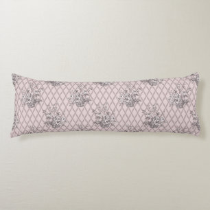 Coussins Longs Oreiller lombaire floral vintage en rose tendre