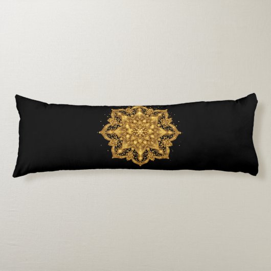 Coussins Longs Oreiller Mandala Doré Luxe Décoratif (Devant)