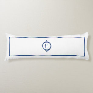 Coussins Longs Oreiller monogramme bleu et blanc de chelsea