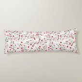 Coussins Longs Oreiller romantique blanc avec fleurs rouges (Dos)