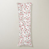 Coussins Longs Oreiller romantique blanc avec fleurs rouges (Devant (Vertical))
