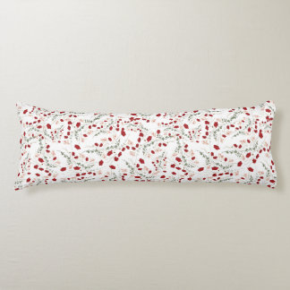 Coussins Longs Oreiller romantique blanc avec fleurs rouges