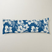 Coussins Longs Oreiller tropical à fleurs bleu et blanc (Dos)