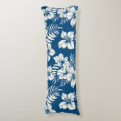 Coussins Longs Oreiller tropical à fleurs bleu et blanc (Devant (Vertical))