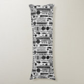 Coussins Longs Oreillers Abstraits de Boho noir et blanc (Devant (Vertical))