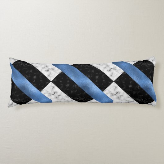 Coussins Longs Oreillers en marbre bleu/gris (Devant)