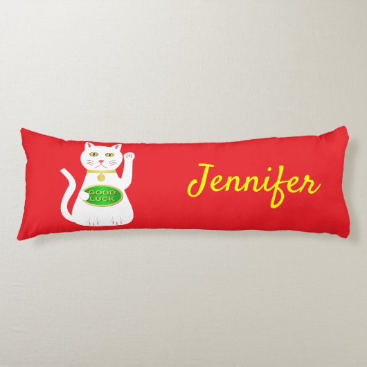 Coussins Longs Oriental Lucky Cat Nom personnalisé (Devant)