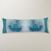 Coussins Longs Ovations debout, fractale bleue turquoise abstrait (Dos)