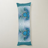 Coussins Longs Ovations debout, fractale bleue turquoise abstrait (Dos (Vertical))