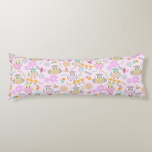 Coussins Longs Owl Pastel Pink (Devant)