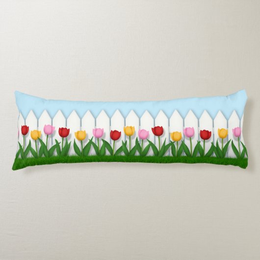 Coussins Longs Palissade blanche de charme avec tulières (Devant)