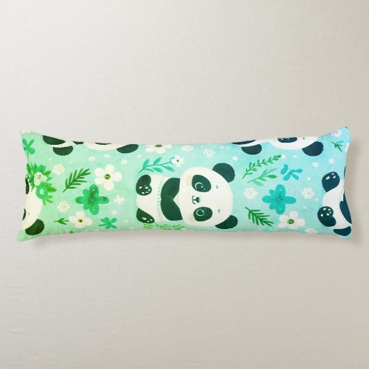 Coussins Longs Panda Bear Motif Vert Imprimer (Devant)