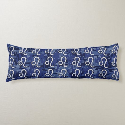 Coussins Longs Panneau Leo Zodiac sur Camouflage numérique bleu (Devant)