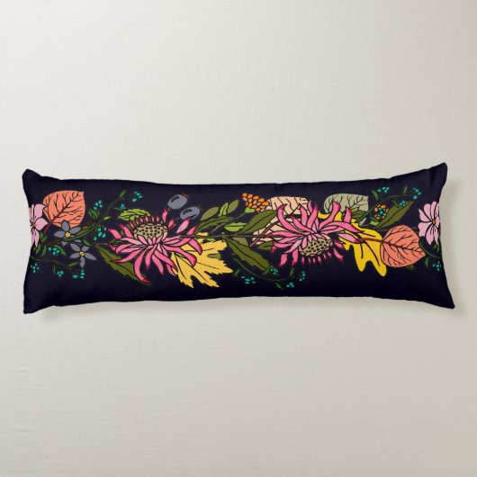 Coussins Longs Panneau rouge rose et jaune de fleurs d'aster (Dos)