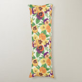 Coussins Longs Pansies sur blanc cassé (Devant (Vertical))