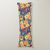 Coussins Longs Pansies sur violet de prune (Devant (Vertical))