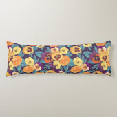 Coussins Longs Pansies sur violet de prune (Devant)