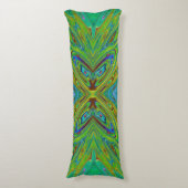 Coussins Longs Papillon Abstrait Chartreuse et Bleu Tripant (Devant (Vertical))