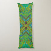 Coussins Longs Papillon Abstrait Chartreuse et Bleu Tripant (Dos (Vertical))