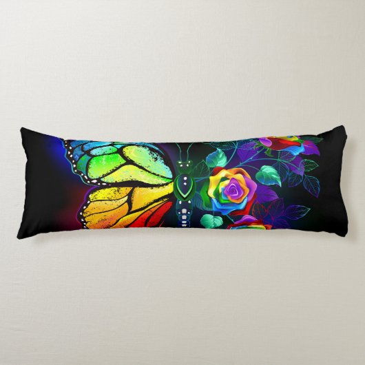 Coussins Longs Papillon arc-en-ciel (Devant)