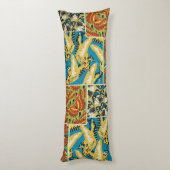 Coussins Longs Papillon Art Déco Jaune et Turquoise Vibrants (Dos (Vertical))
