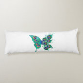 Coussins Longs Papillon aux plumes de paon vert (Dos)