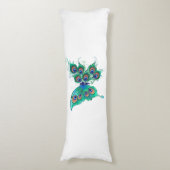 Coussins Longs Papillon aux plumes de paon vert (Devant (Vertical))